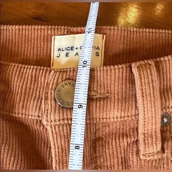 Alice + Olivia Camel Corduroy Flare Wide Leg Jeans - Picture 13 of 16